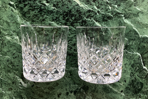 pair vintage Stuart crystal whisky tumbler glasses